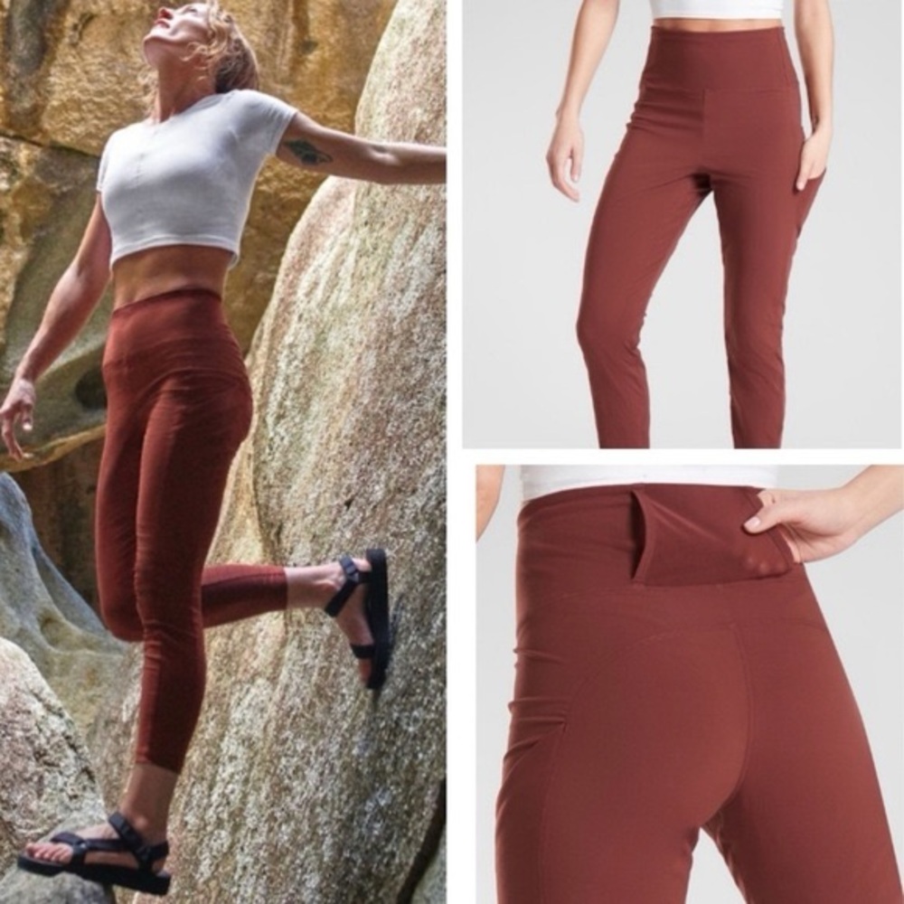 Athleta Trekkie hybrid cropped tight. Rust color 8.